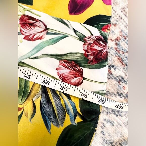 Rococo Sand yellow floral maxi skirt satin spring summer circle skirt - Picture 9 of 11